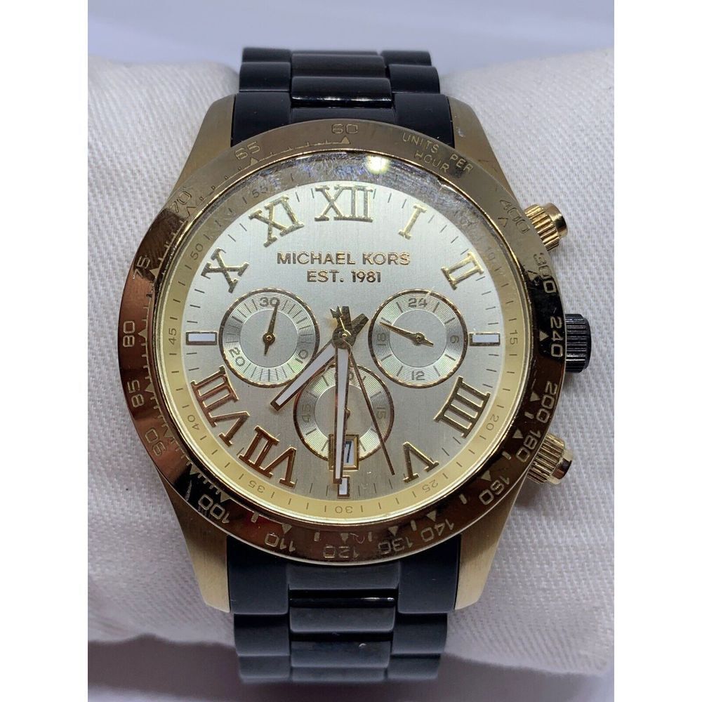 Michael Kors MK-6395 Women's Black Stainless Steel Analog Rose Dial Watch MX17
